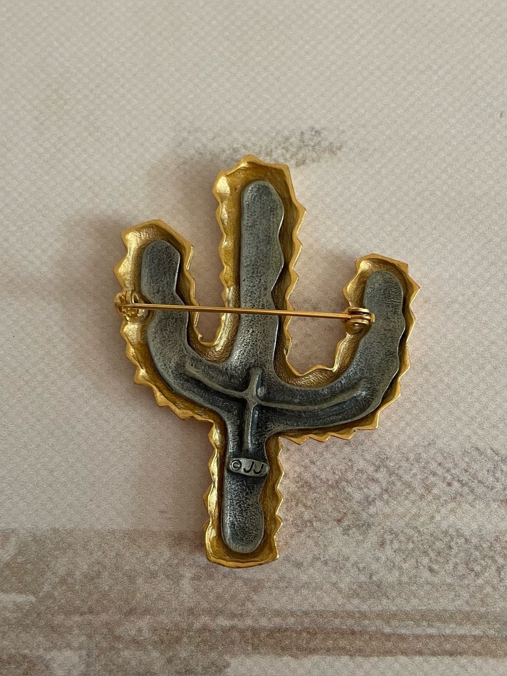 JJ Jonette J.J. & Co. Gold Cactus Brooch Western - Picture 2 of 5
